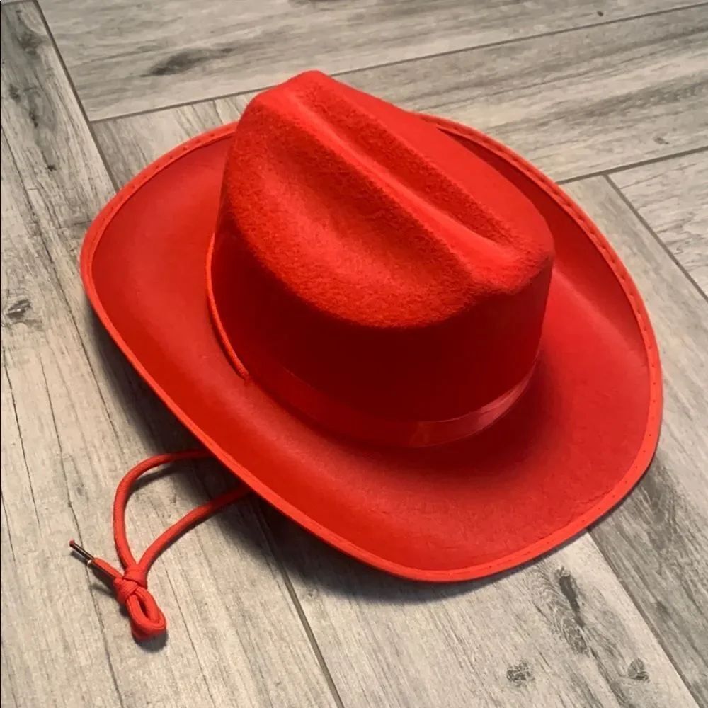 Vibrant Child Sized Red Western Cowboy Hat with Chin Strap